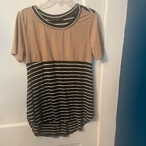 ed Striped Tan and Black Women's Top
